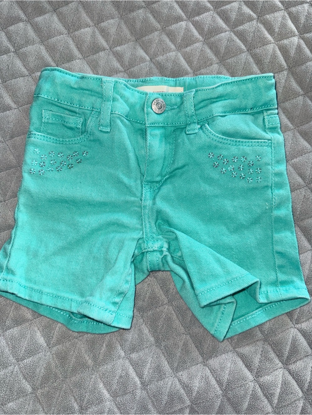 Levi's Girls Teal Embellished Denim Shorts